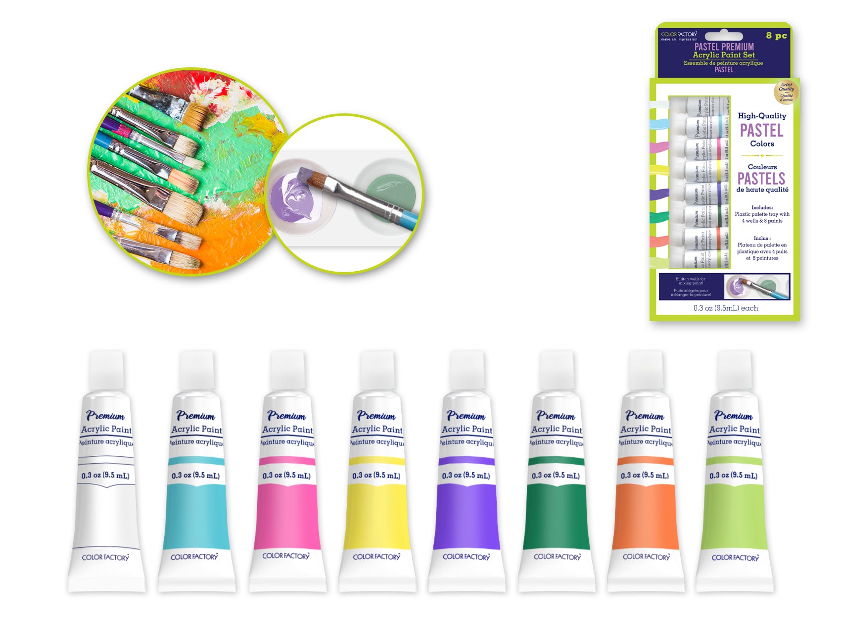 Color Factory: 76ml Premium Acrylic Paint Set 8x9.5ml Tubes