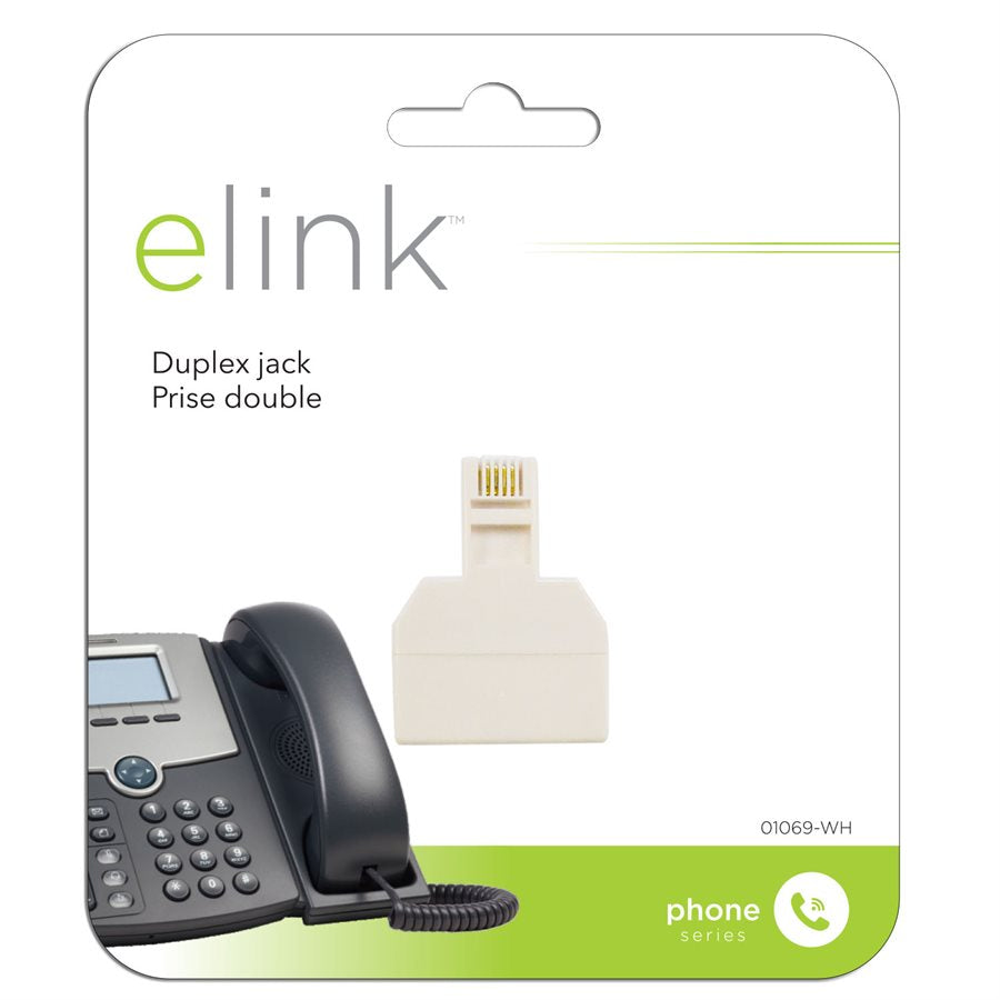 Telephone Duplex Jack in White