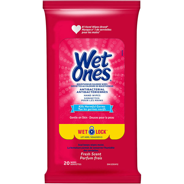 Wet Ones Antibacterial Hand Wipes, 20-Count