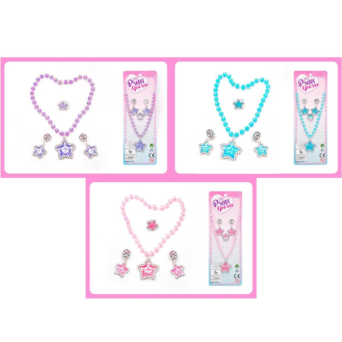 Pretty Girl Jewelry Set with Necklace, Earrings & Ring