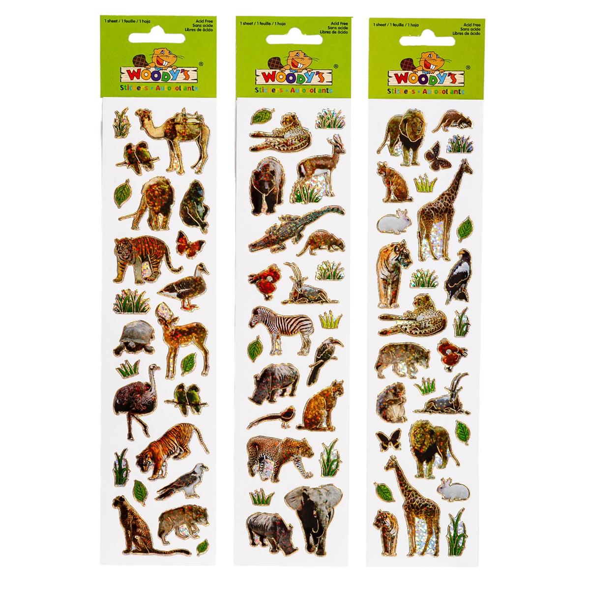 Zoo Animal Stickers with Gold Outline