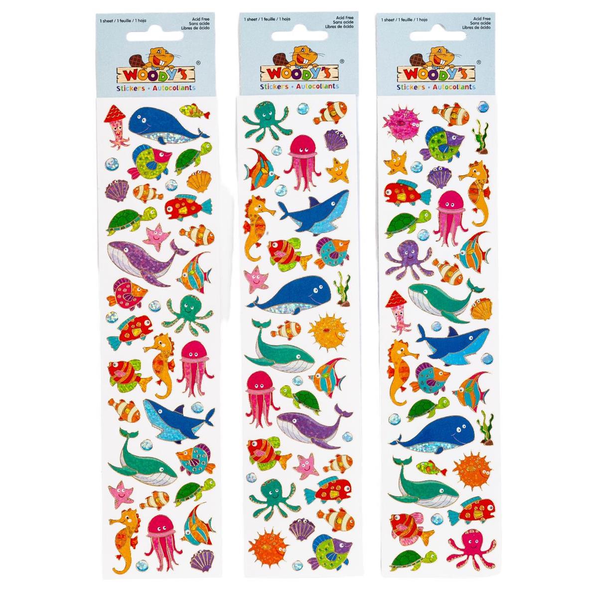 Ocean World Stickers with Gold Outline