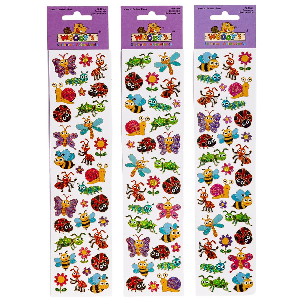 Garden Insect Stickers with Gold Outline