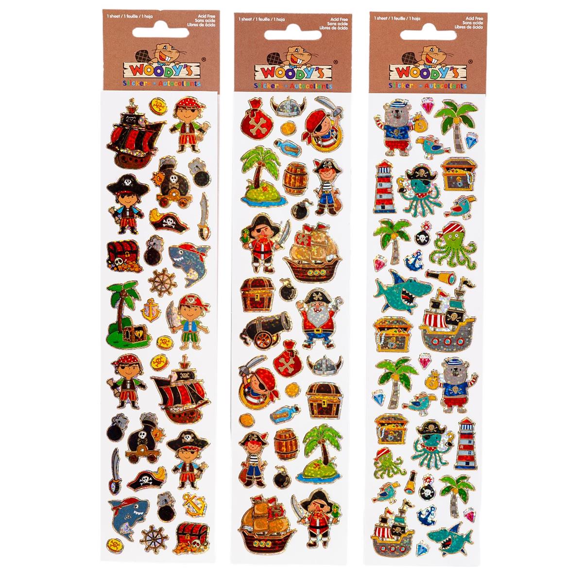 Woody’s Pirate Stickers with Gold Outline