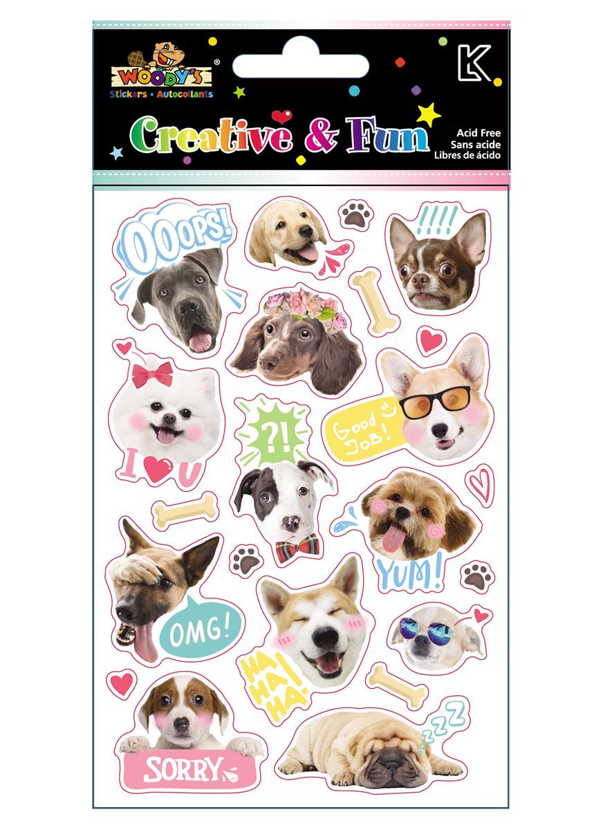 Woody's Stickers, 4" x 6", Emoji Dogs