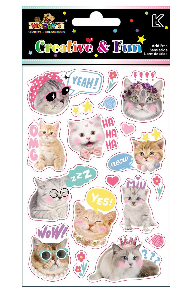 Woody's Stickers, 4" x 6", Emoji Cats, Woody's, 4" x 6"