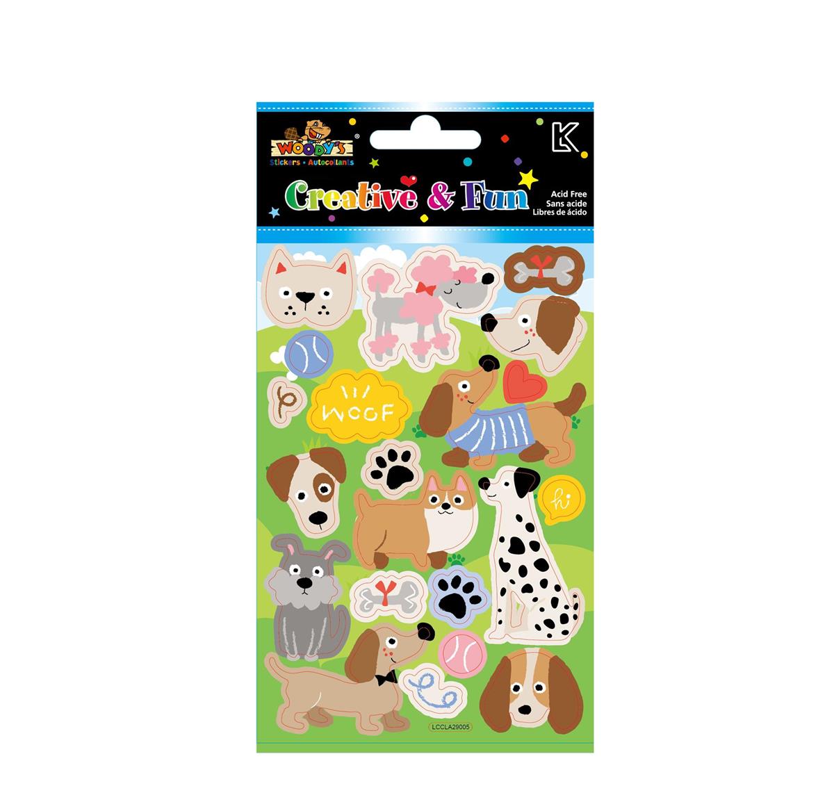 Woody's Stickers, 4" x 6", Dogs, embossed foil finish