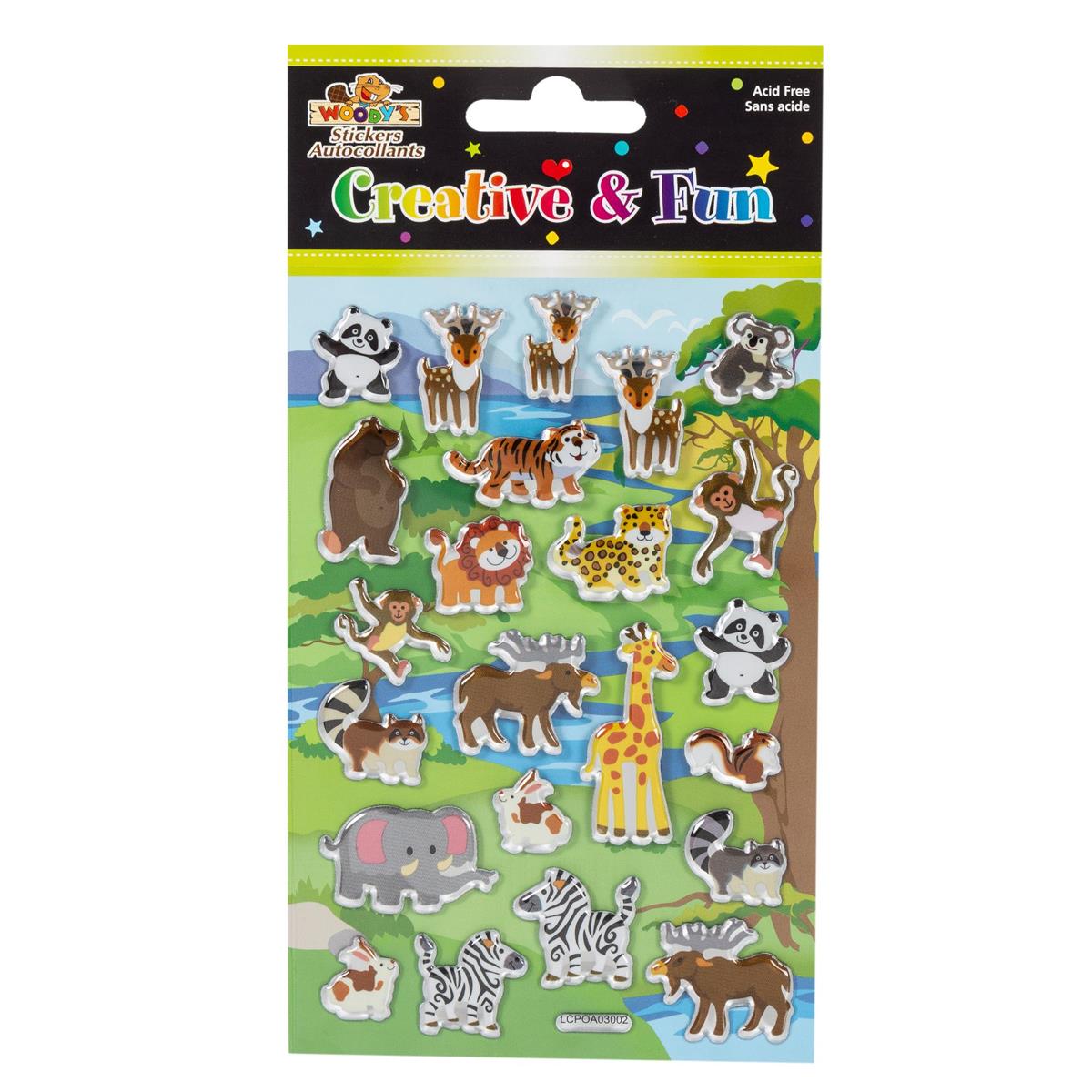Woody's 4" x 6" Wild Animals Crystal Foil Stickers