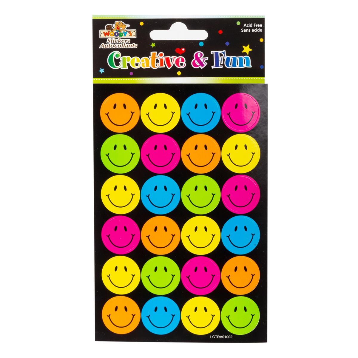 Woody's 4" x 6" Smiley Face Stickers, 4-Pack