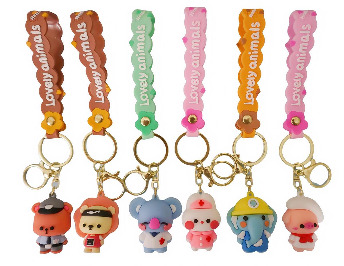 Cute Animal Backpack Charm with Wrist Keychain