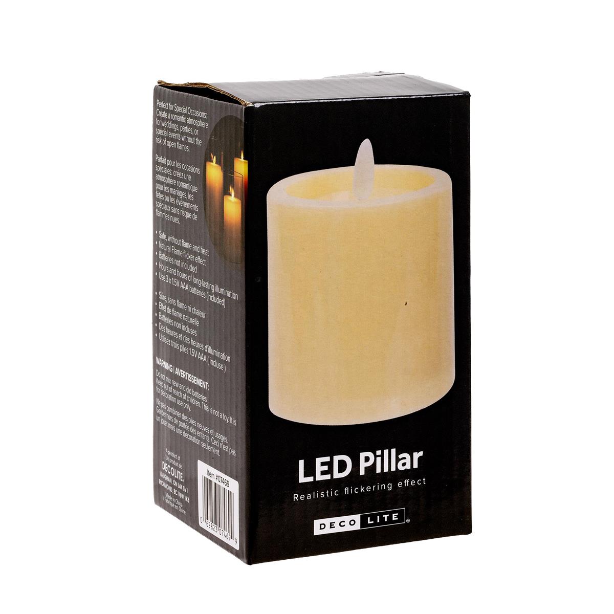 Deco Lite Flickering LED Pillar Candle, 3"D x 4"H