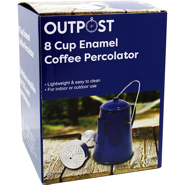 Blue Enamel Coffee Pot, 8-Cup Capacity