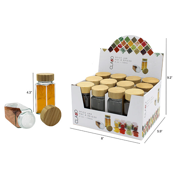 120 ml Glass Spice Jar with Wooden Lid