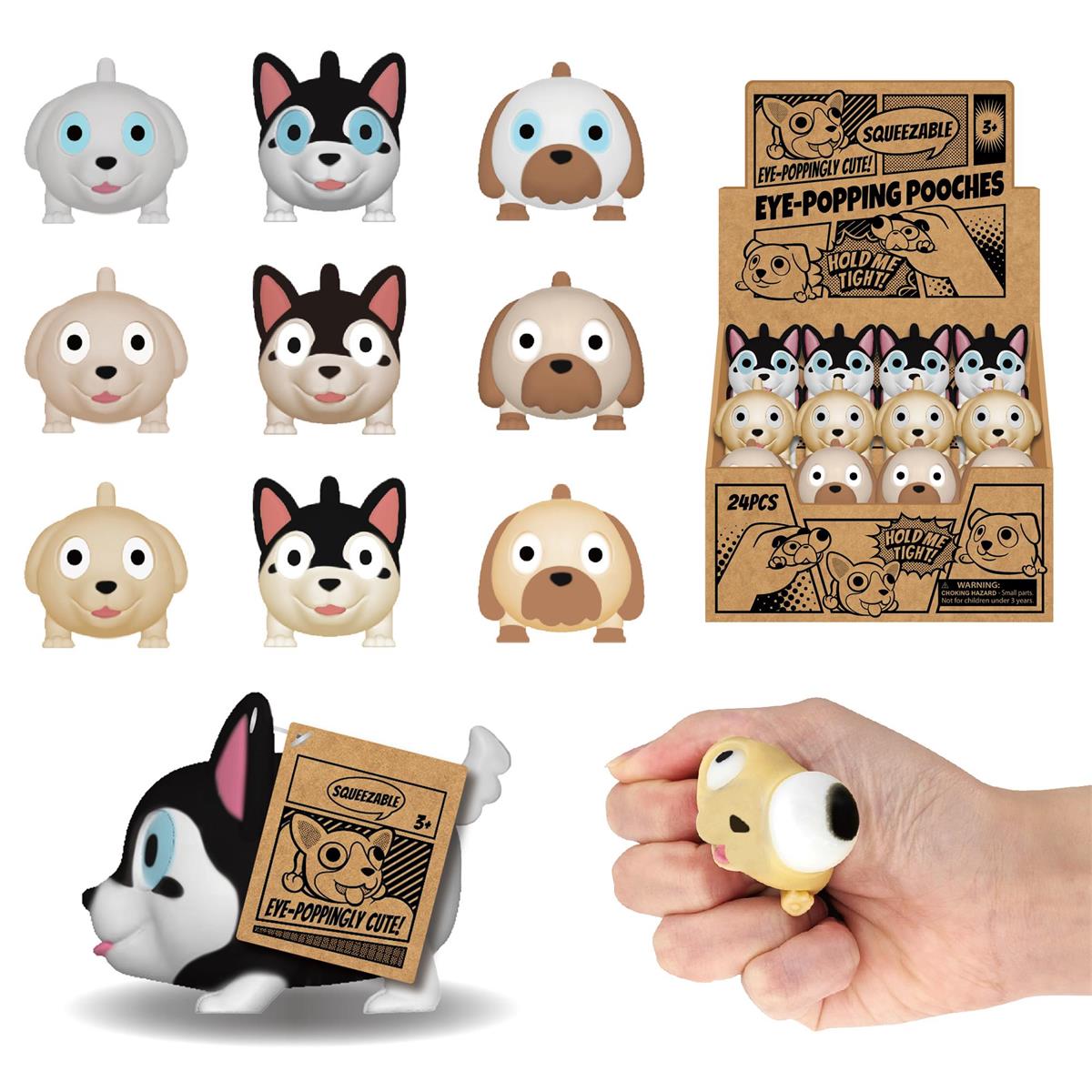 2" Squishy Eye-Popping Pooches