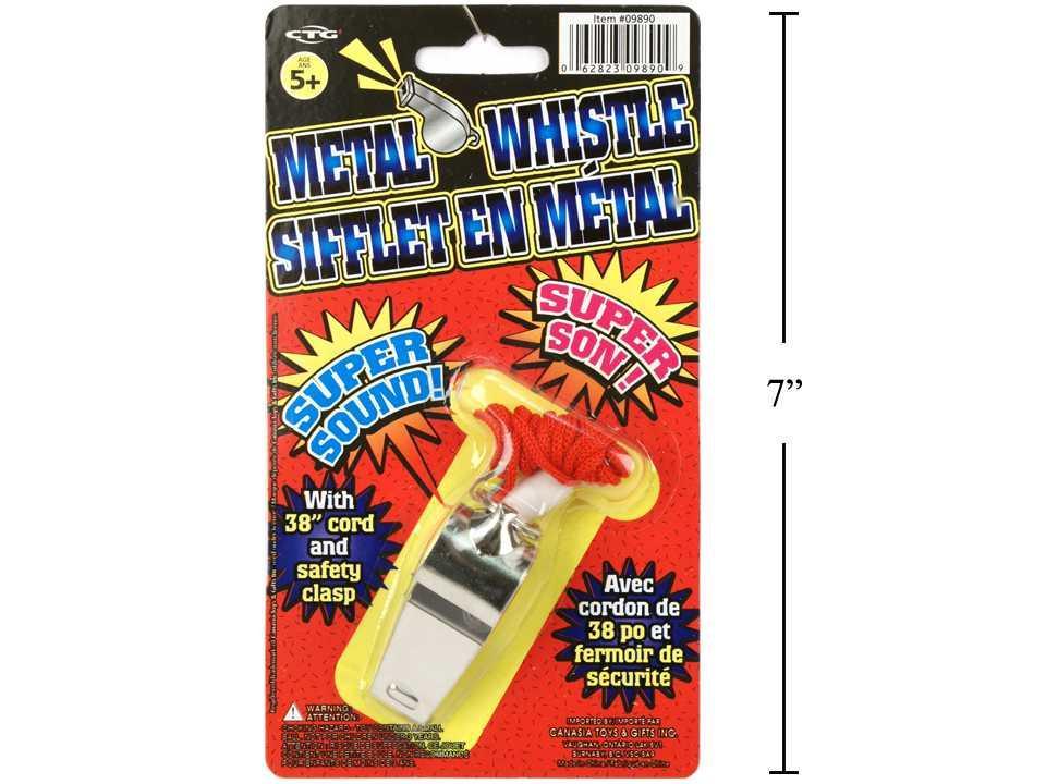 2" Metal Whistle with Cord