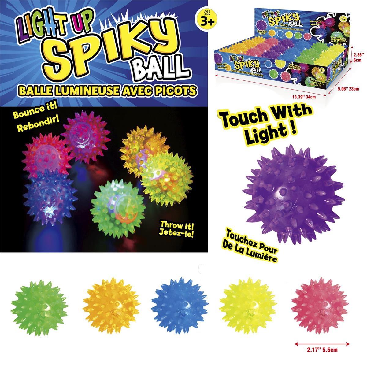 Light Up Spiky Ball, 2"