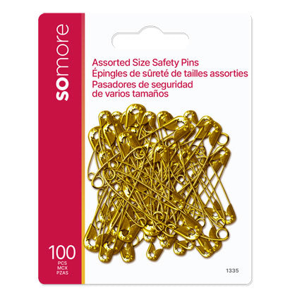 100 Assorted Brass Safety Pins