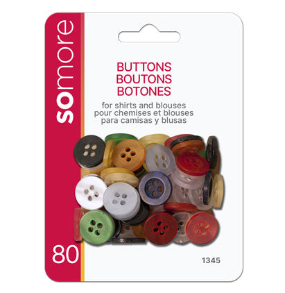 Assorted Buttons, 80 Count