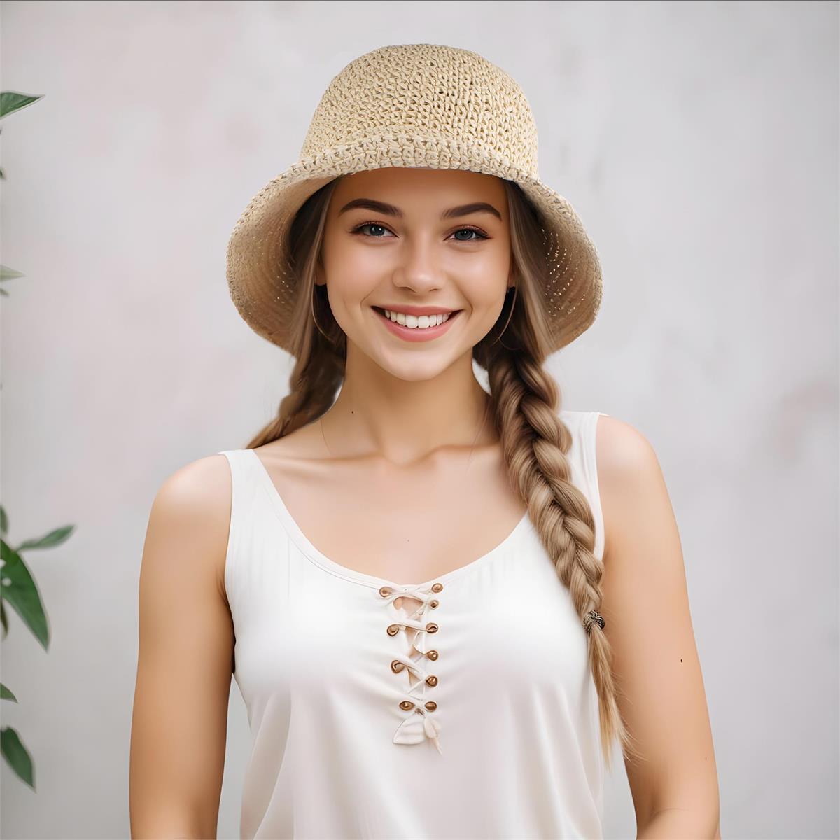 Ladies Paper Straw Visor Hat