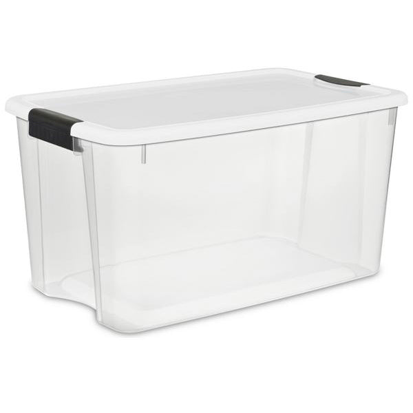 70 Qt Black Latching Storage Box with Lid
