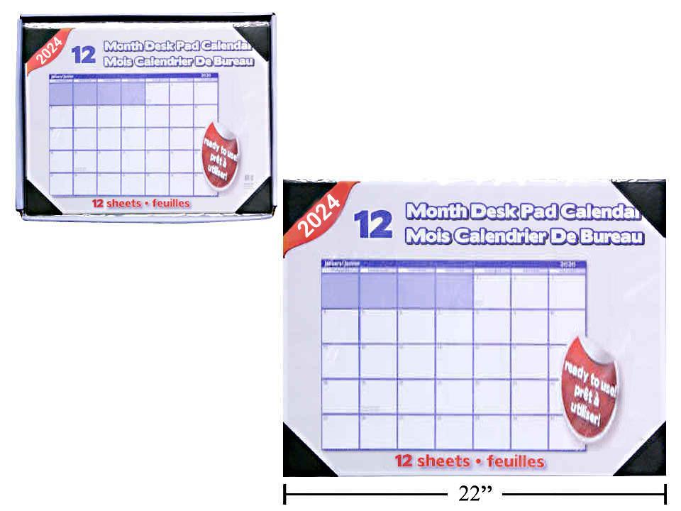 12 Month Desk Pad Calendar,1 Month/pg,12sheets,17"x22"