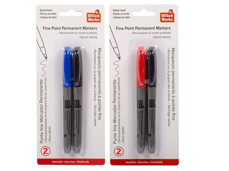 Fine Point Permanent Markers, 2-Pack