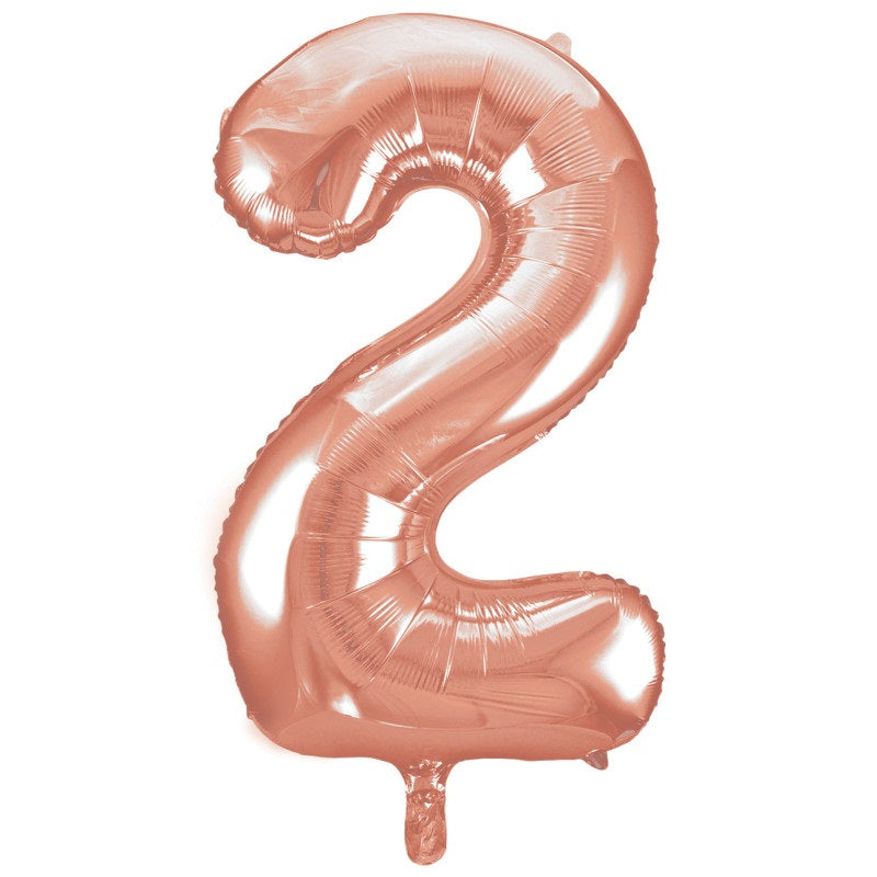 Rose Gold Number 2 Foil Balloon 34"