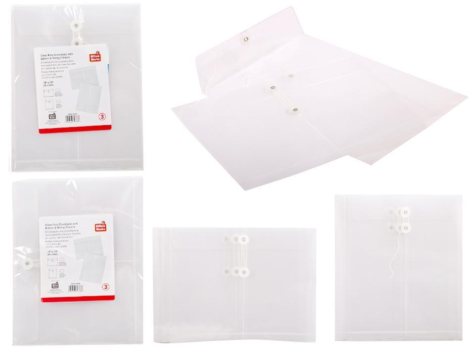 3-Pc PVC Document Pouch, 10x13"