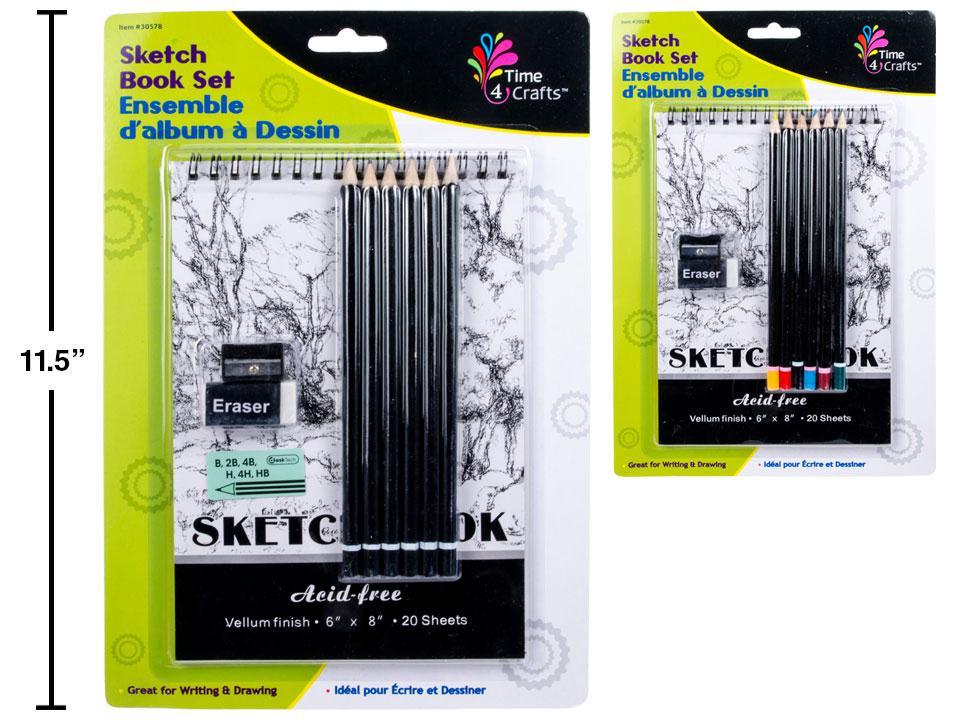 A5 Sketch Book Set with Eraser, Pencil, and Sharpener, 2pcs