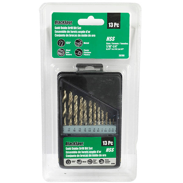 13-Piece Gold Oxide Drill Bit Set