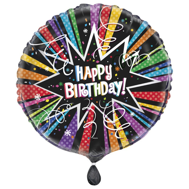 Rainbow Starburst Happy Birthday Foil Balloon 18"