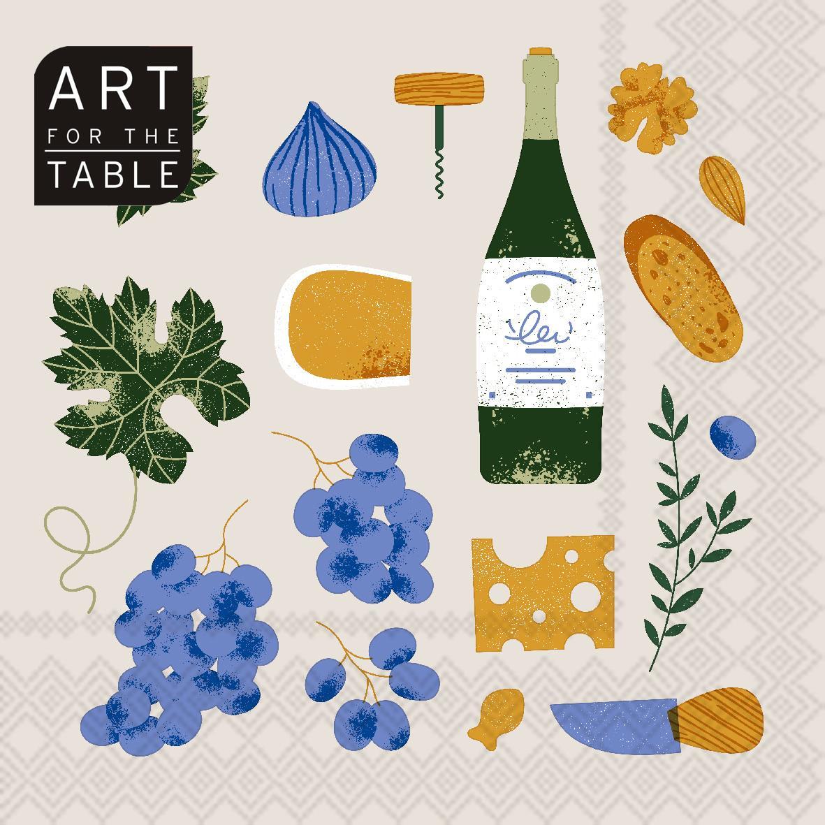 Wine&Cheese Napkin, 13x13, 2-ply