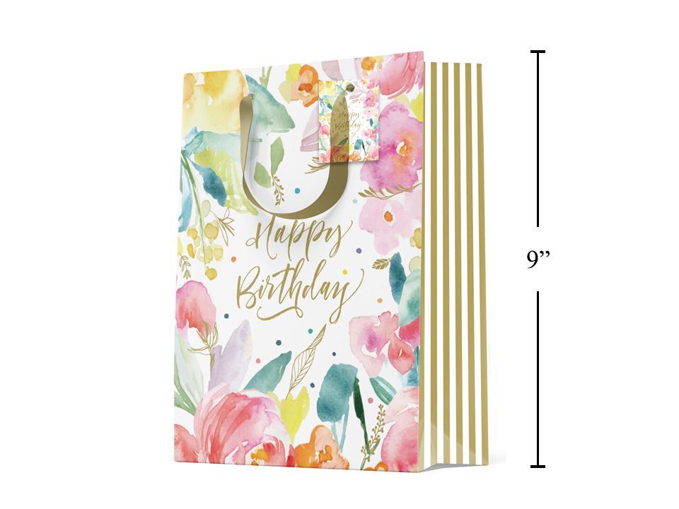 Paper T., Medium Gift Bag, Floral Bday, Matte