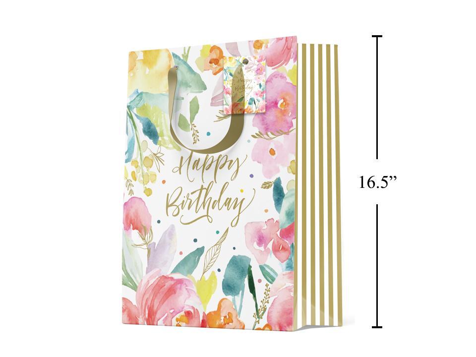 Paper T., Jumbo Gift Bag, Floral Bday, Matte