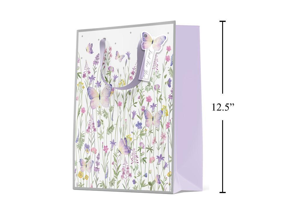 Paper T., Large Gift Bag, Butterfly Garden, Matte/Glitter,