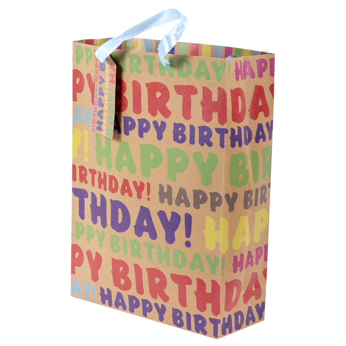 Jumbo Birthday Gift Bag with Satin Ribbon and Tag
