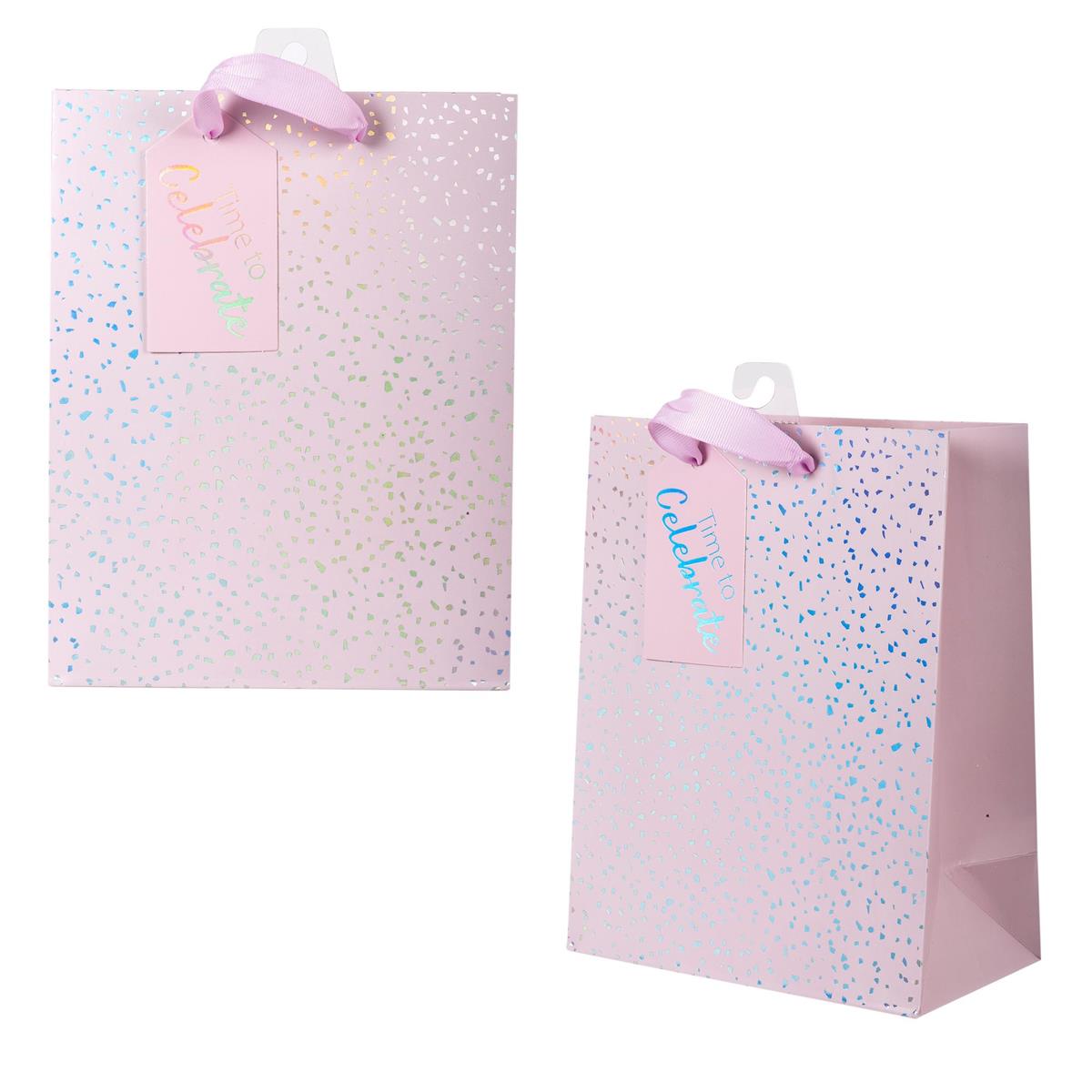 Paper T., Delux Med Gift Bag, Pink Spkle, Matte 210GSM