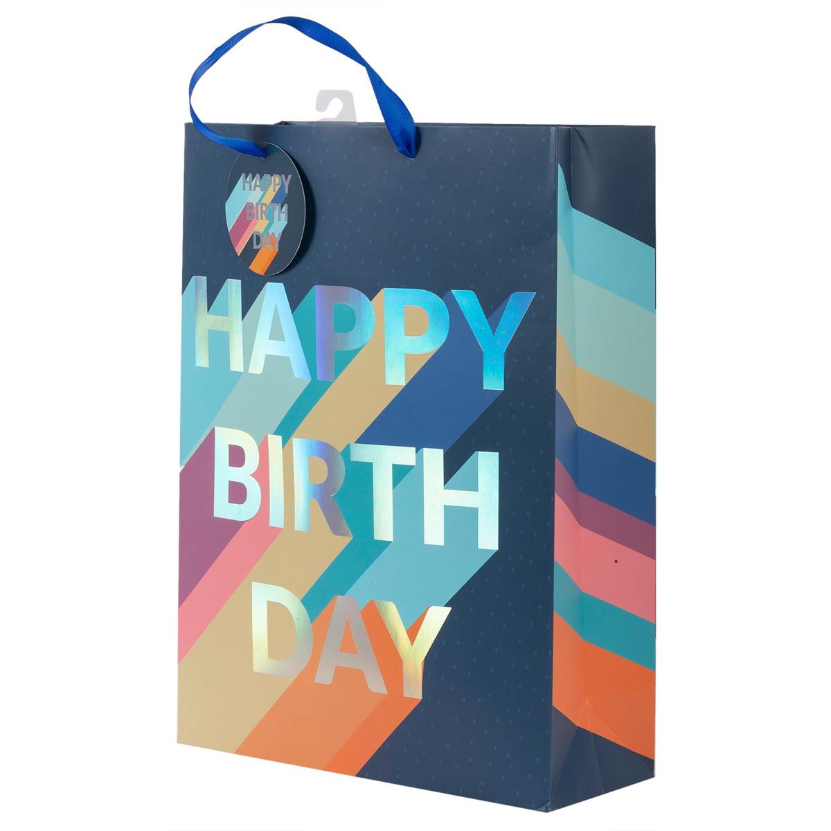 Paper T., DLX Jumbo Gift Bag, Navy Bday, Matte 210GSM