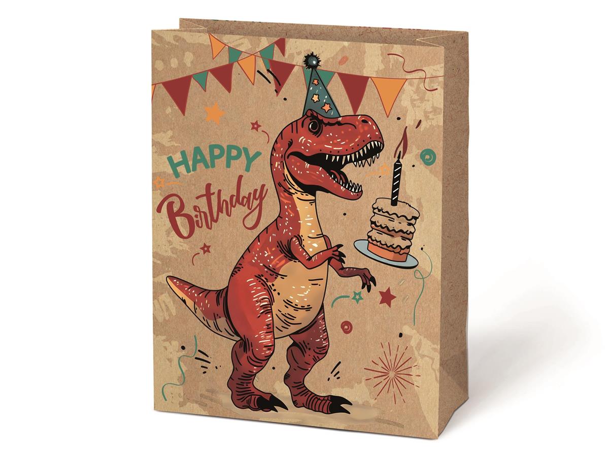Jumbo Birthday Dino Kraft Gift Bag