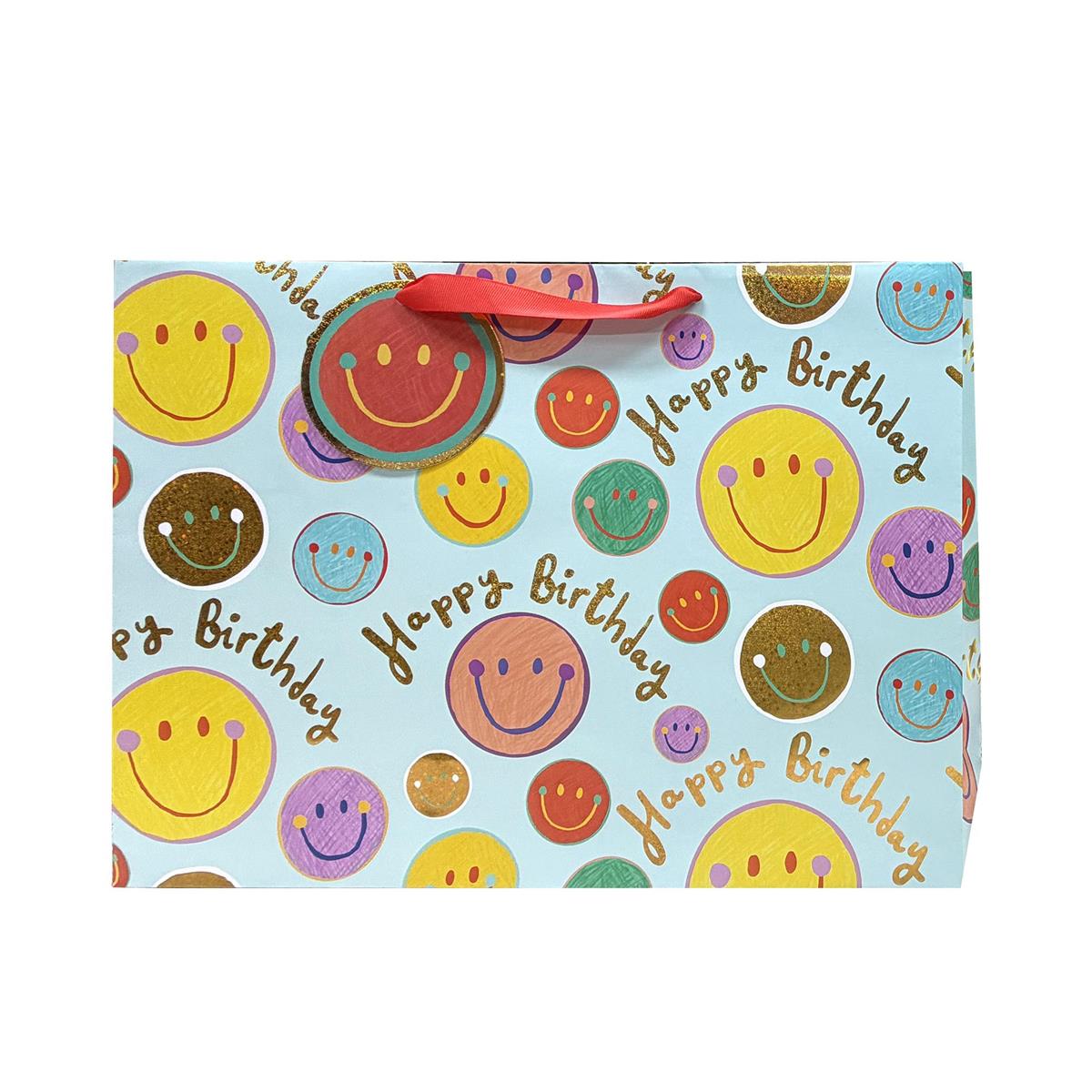 Birthday Smiley Gift Bag, Large Horizontal