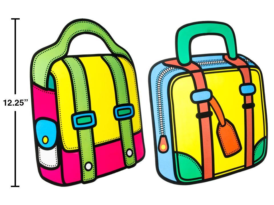 Cartoon School Bag Die Cut Gift Bag, 9.75"x12.5"x4"