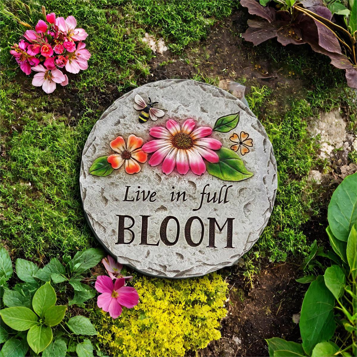 Country G. 10" Cement "Live in full BLOOM" Stepping Stone