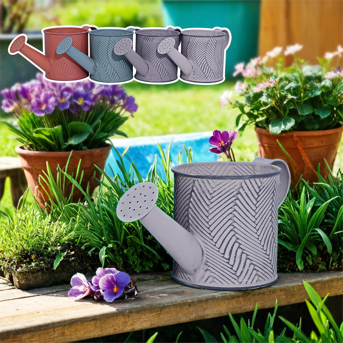 Garden E. 4" Painted Metal Watering Can