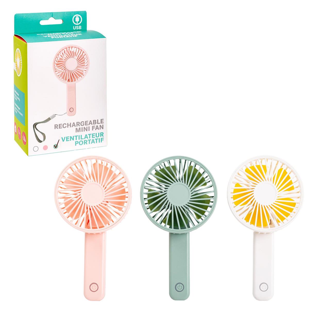 Camping Rechargeable Mini Fan, USB Rechargeable, 3-pc.