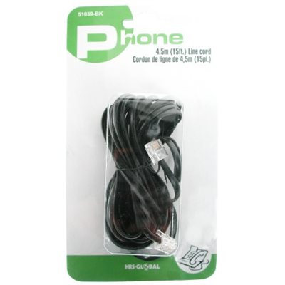 15 Ft. Black Phone Line Cord