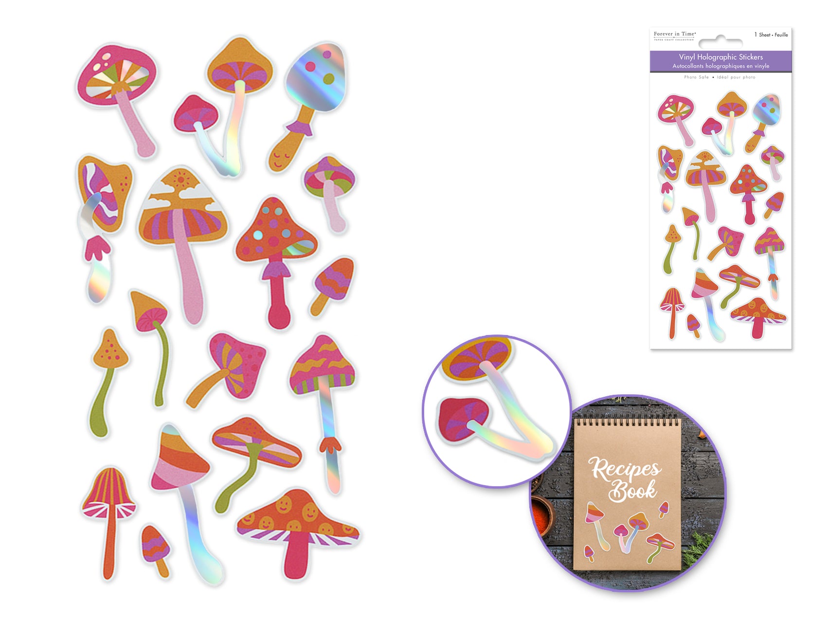 Paper Craft Sticker: 3.9"x7.5" Vinyl Holographic