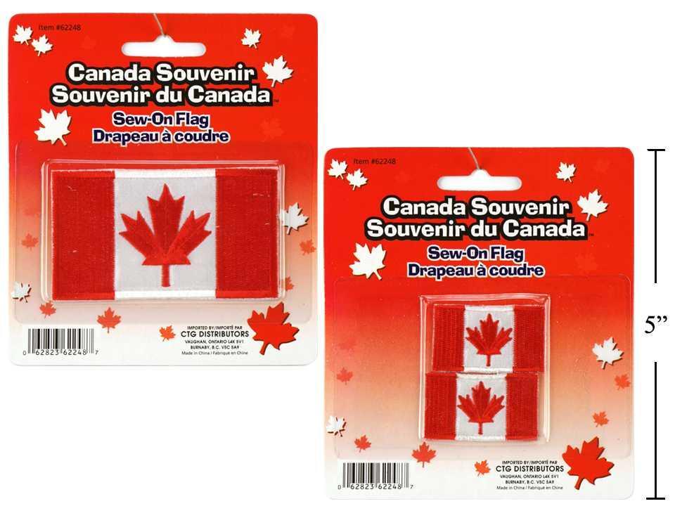 Canada Sew-On Flag, 2 Styles, 2"x3.5" & 1.75"x1"