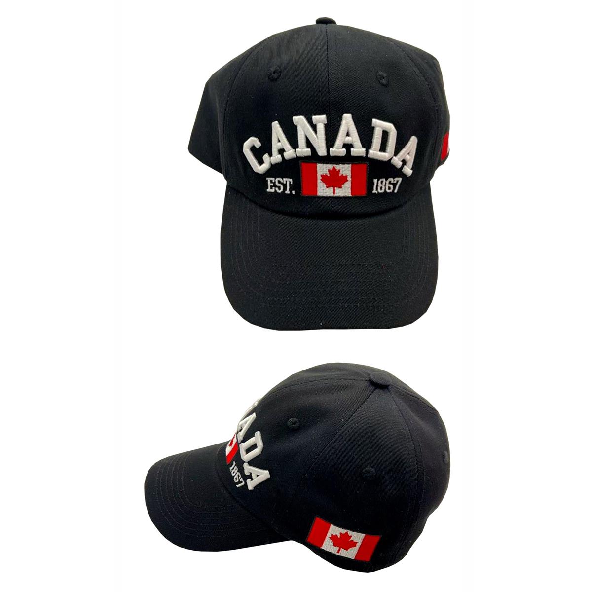 Black Canada Baseball Cap with Embroidered Flag