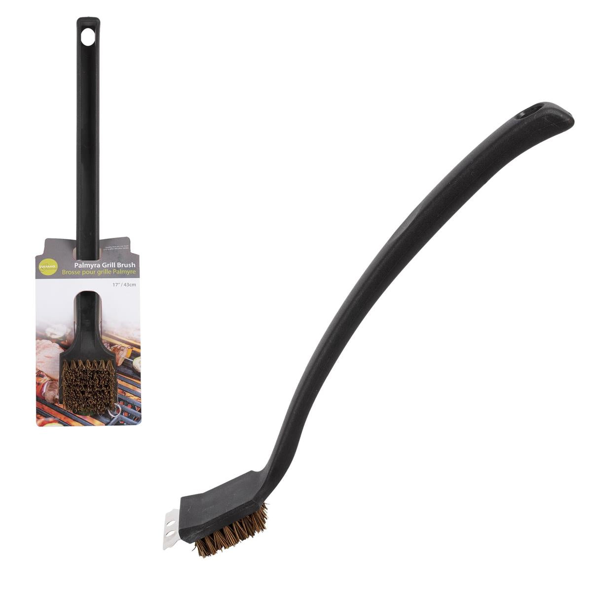 L.Gourmet 17" Palmyra Grill Brush w/ Scraper
