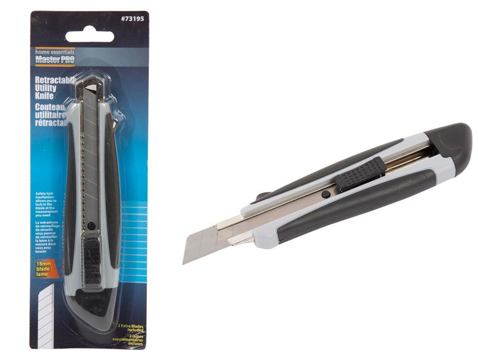 H.E. Master Pro Retractable Utility Knife,18mm,w/ 2 extra blade